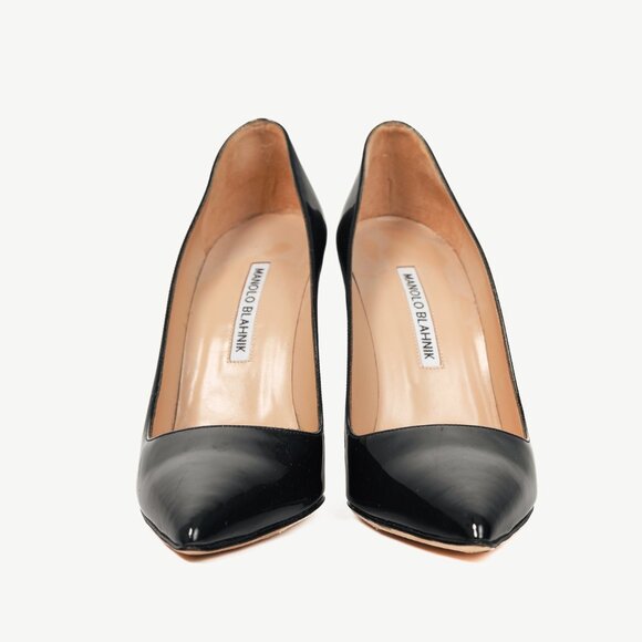 Manolo Blahnik BB Midnight-Blue Patent Leather Pointed-Toe Pumps - Picture 2 of 8